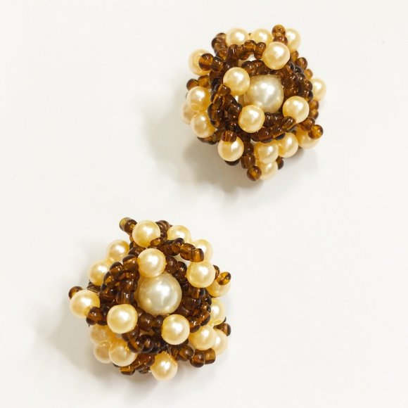 19mm Flowerlissima Handcrafted Bead Clip Earrings - Picture 1 of 7